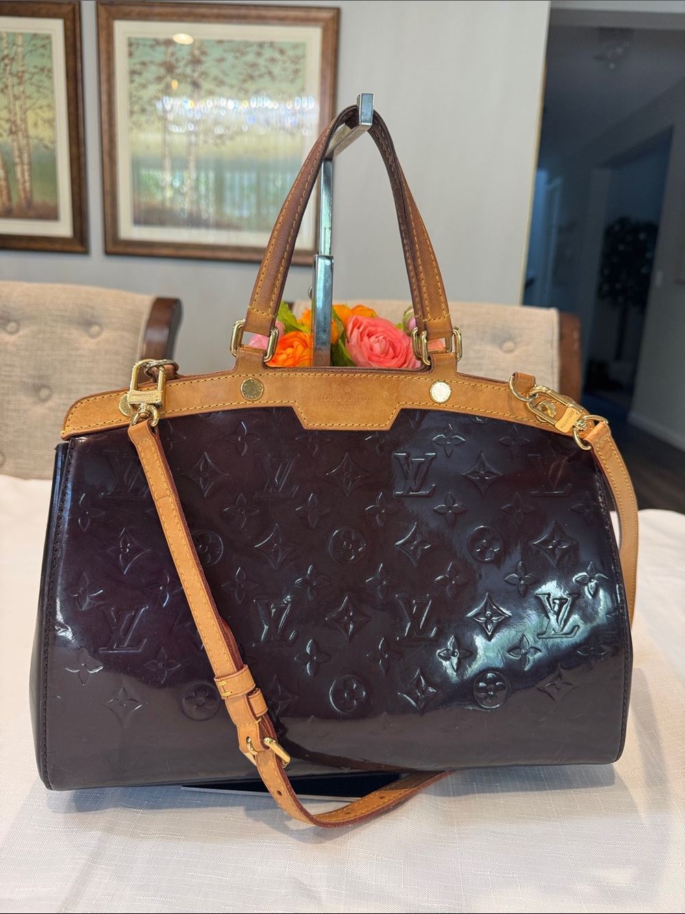 Authentic Louis Vuitton Brea Amarante Vernis Satchel